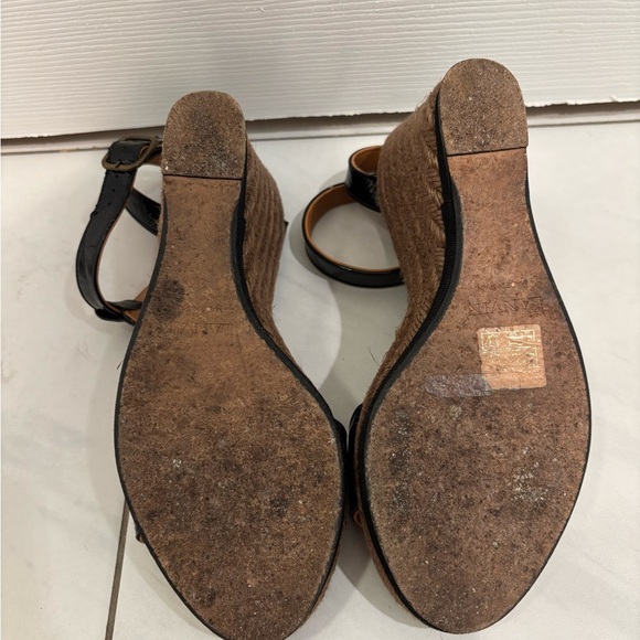 Lanvin Black and Tan Wedge Sandals - Picture 8 of 10